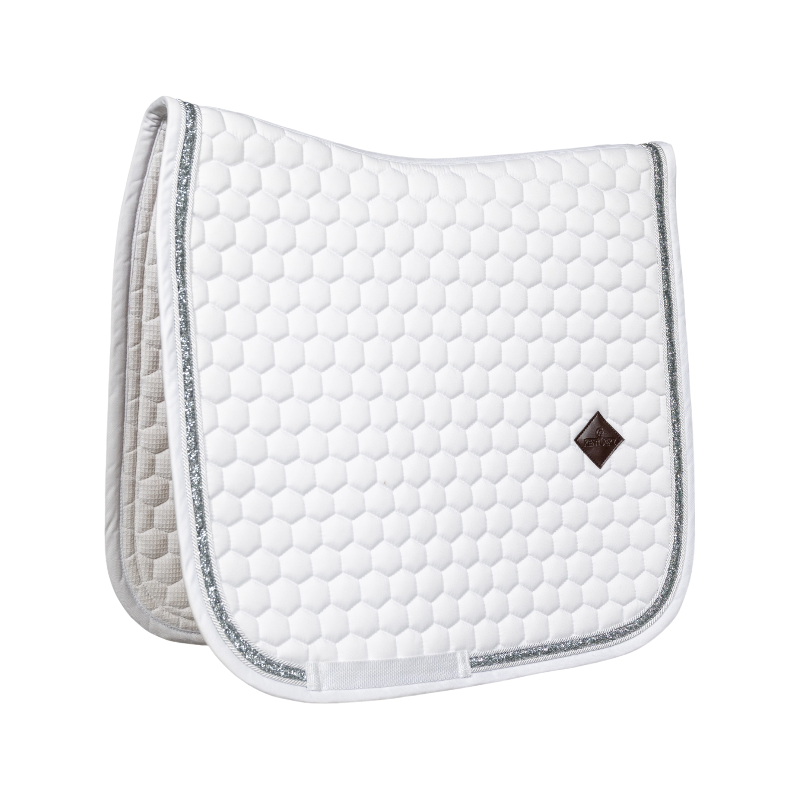 Kentucky Horsewear - グリッターバンド 馬場馬術用サドルパッド ホワイト/シルバー | - Ohlala