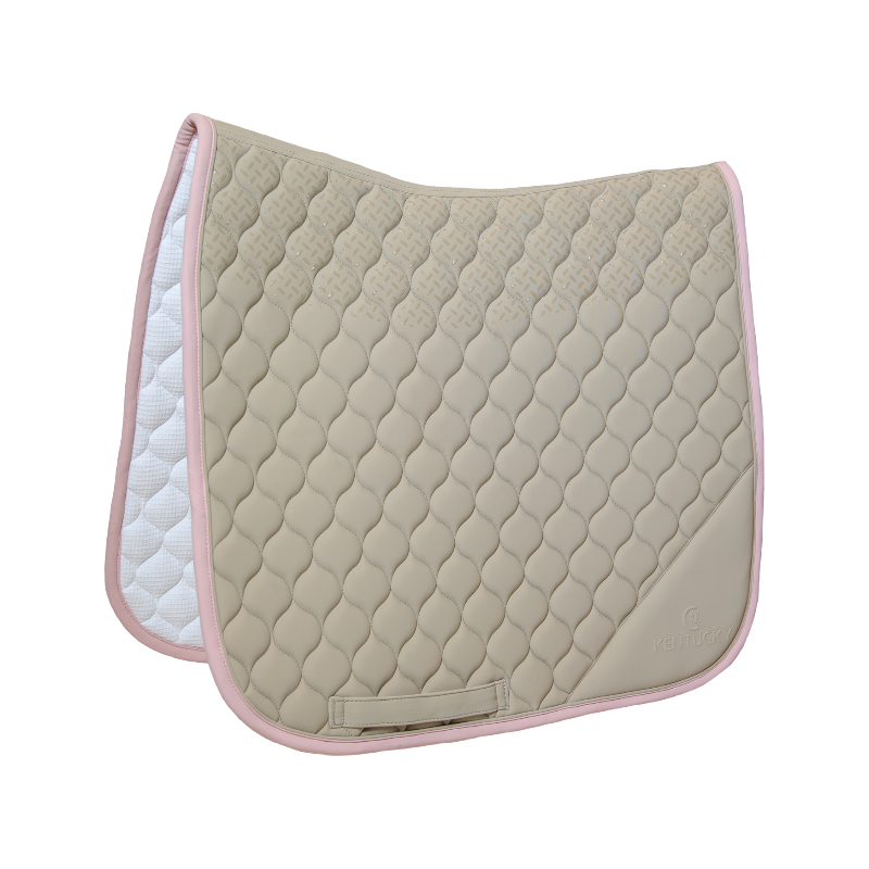 Kentucky Horsewear - Softshell Onion Quilt Dressage Saddle Pad Beige/Old Rose | - Ohlala