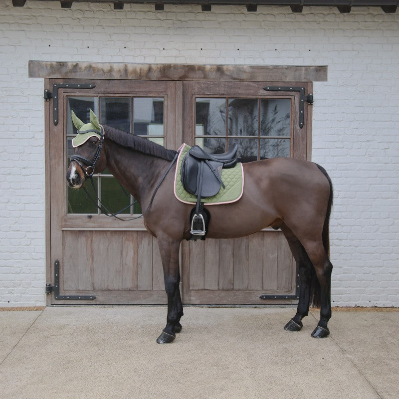 Kentucky Horsewear - Softshell Onion Quilt Dressage Saddle Pad Khaki/Old Rose | - Ohlala