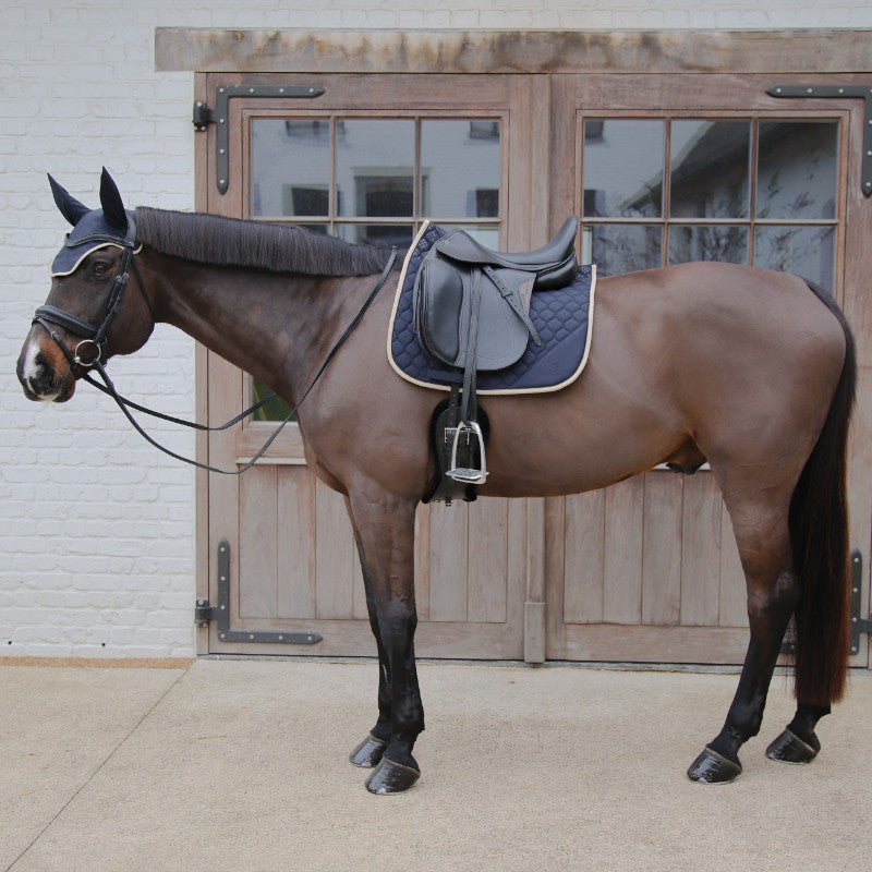 Kentucky Horsewear - Softshell Onion Quilt Dressage Saddle Pad Navy/Beige | - Ohlala