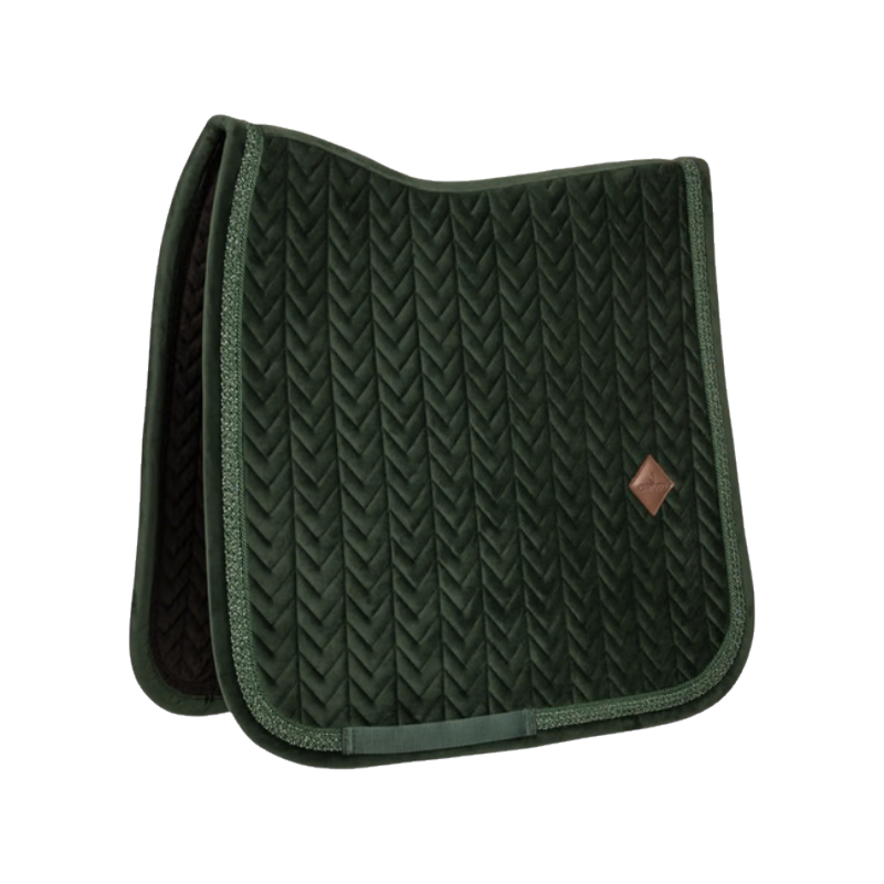Velvet Fishbone Glitter Dressage Saddle Pad in Dark Green - Kentucky Horsewear