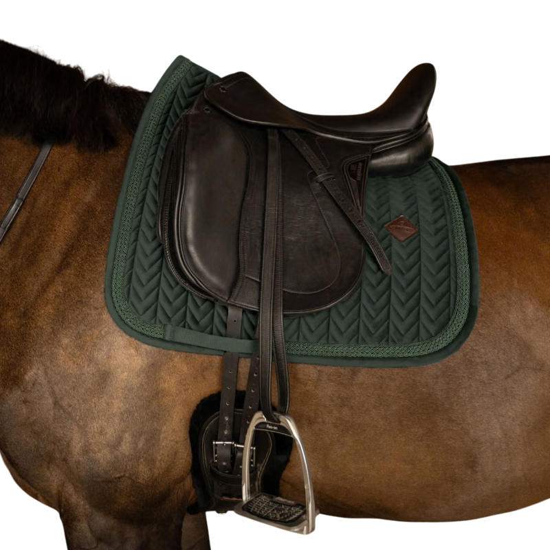 Velvet Fishbone Glitter Dressage Saddle Pad in Dark Green - Kentucky Horsewear