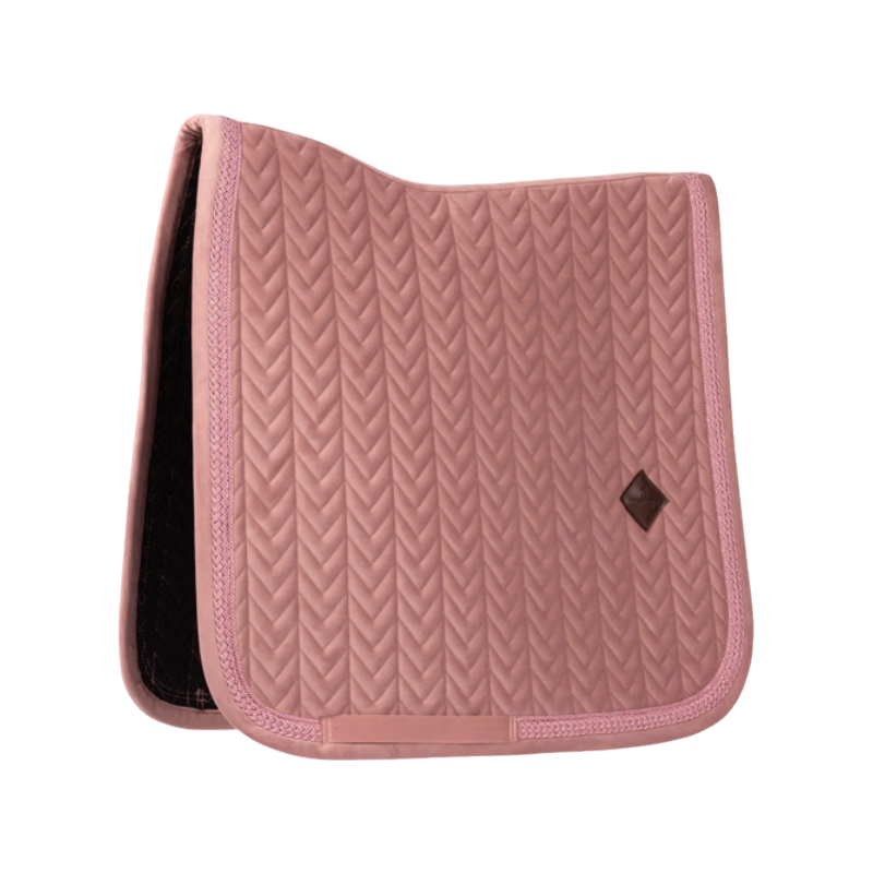 Velvet Fishbone Glitter Dressage Saddle Pad in Dusty Rose - Kentucky Horsewear