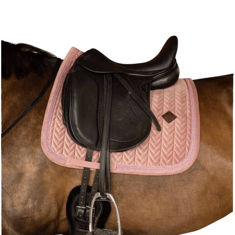 Velvet Fishbone Glitter Dressage Saddle Pad in Dusty Rose - Kentucky Horsewear