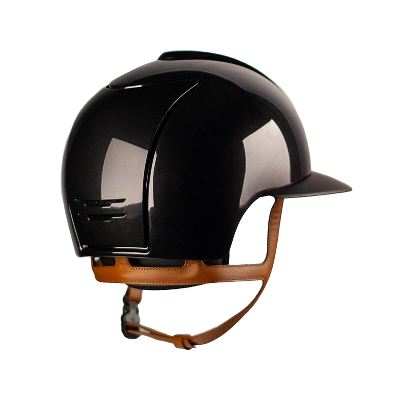 KEP - Cromo 2.0 Shine Black Polo Helmet Beige Chin Strap | - Ohlala