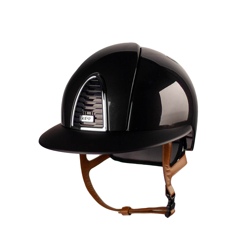 KEP - Cromo 2.0 shine black polo helmet beige chin strap | - Ohlala