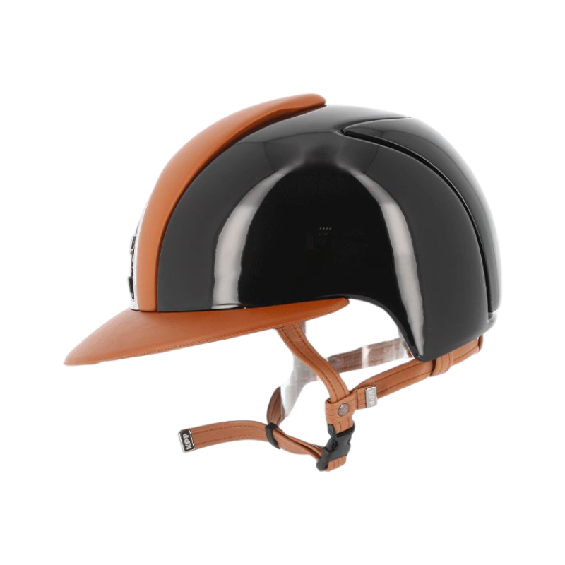KEP - Gepersonaliseerde helm Cromo Polish Black Leather Cognac Polo Vizier | - Ohlala