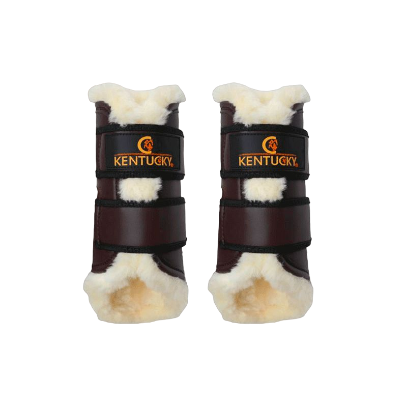 Kentucky Horsewear - Polainas Turn Out cuero traseras marrón | - Ohlala