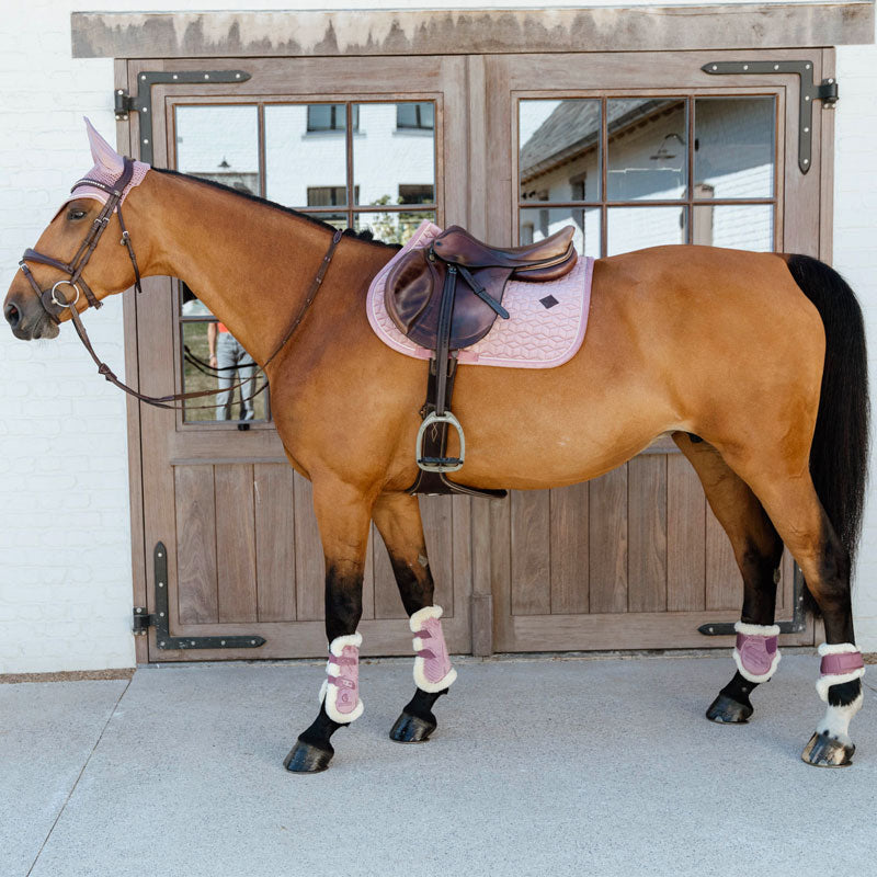 Kentucky Horsewear - Otwarte ochraniacze z wegańskim barankiem Bamboo Elastic Velvet stary róż | - Ohlala