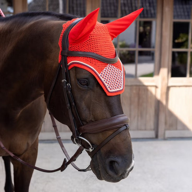 Kentucky Horsewear - Bonnet pour chevaux Wellington Velvet Printing check rouge | - Ohlala