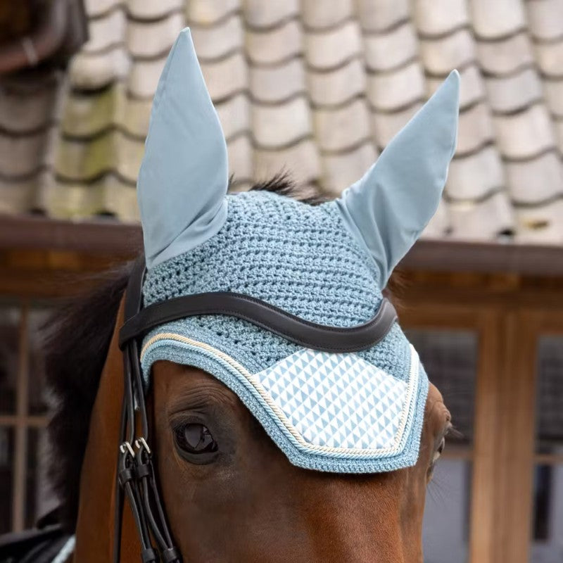 Kentucky Horsewear - Paardenoorhoodje Wellington Velvet Printing flags lichtblauw | - Ohlala