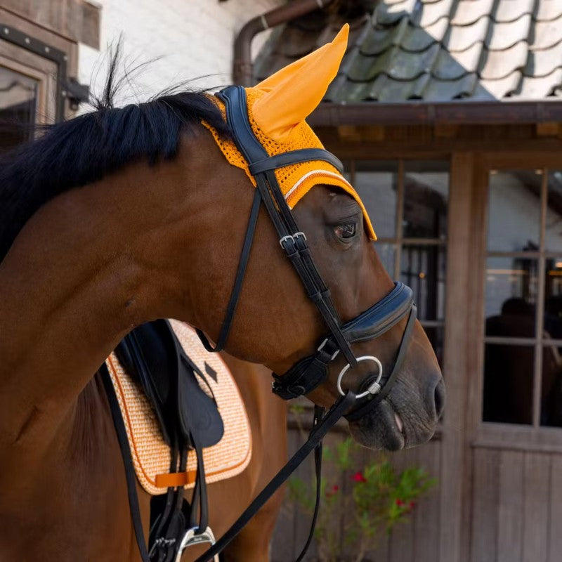 Kentucky Horsewear - Paardenoorhoodje Wellington Velvet Printing flags oranje | - Ohlala
