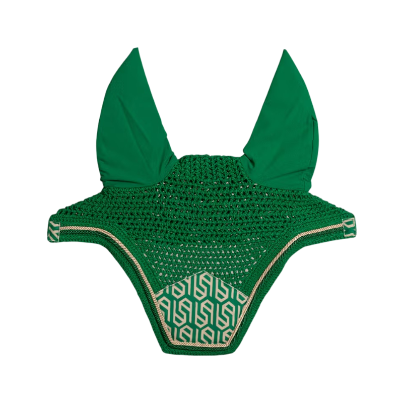 Kentucky Horsewear - Bonnet pour chevaux Wellington Velvet Printing maze cipher vert/ blanc | - Ohlala
