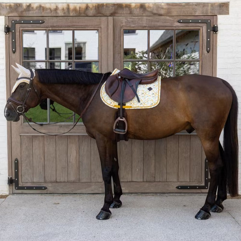 Kentucky Horsewear - 馬用ボンネット Wellington Velvet Printing スプリングリーブスウィスパーズ ブラウン/ホワイト | - Ohlala