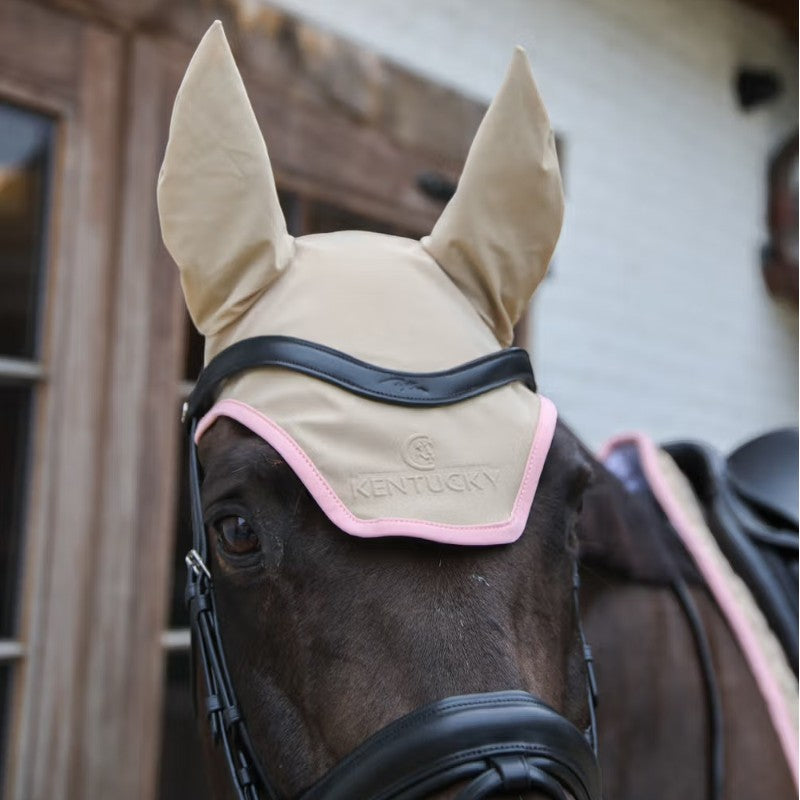 Kentucky Horsewear - Cuffia antirumore per cavalli softshell beige/rosa antico | - Ohlala