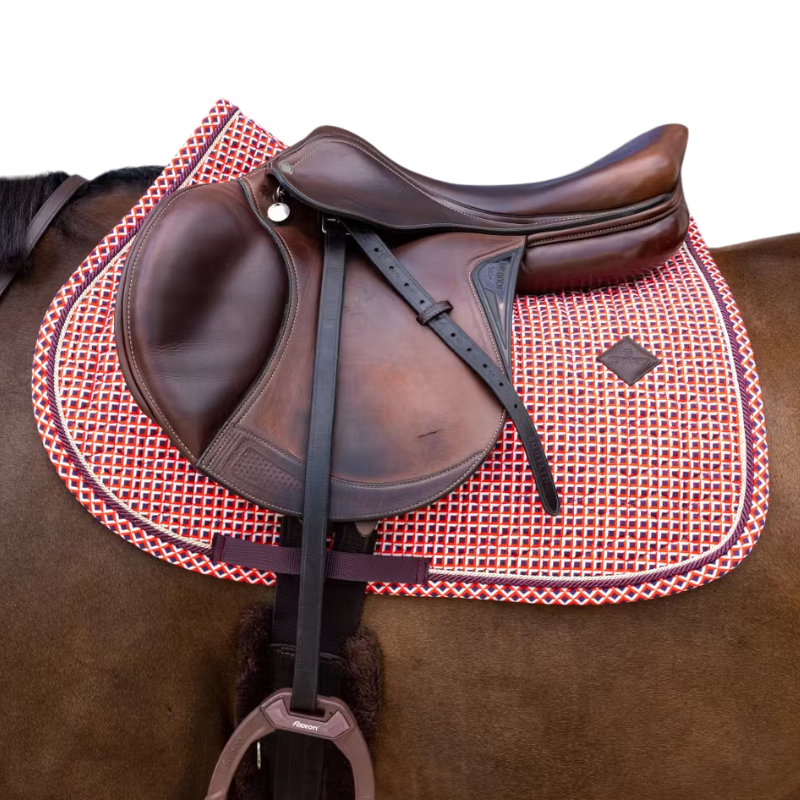 Kentucky Horsewear - Tapis de selle Velvet Printing check rouge | - Ohlala