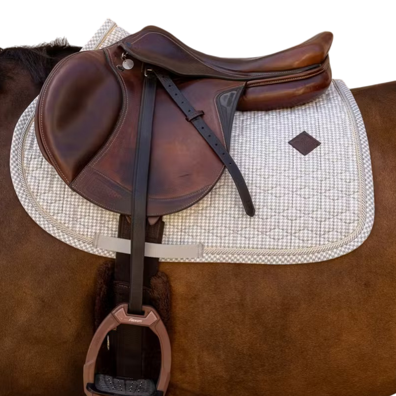Kentucky Horsewear - Tapis de selle Velvet Printing pied de poule gris/ blanc | - Ohlala