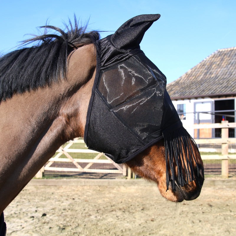 Kentucky Horsewear - Classic fly mask with ears and fringe black | - Ohlala