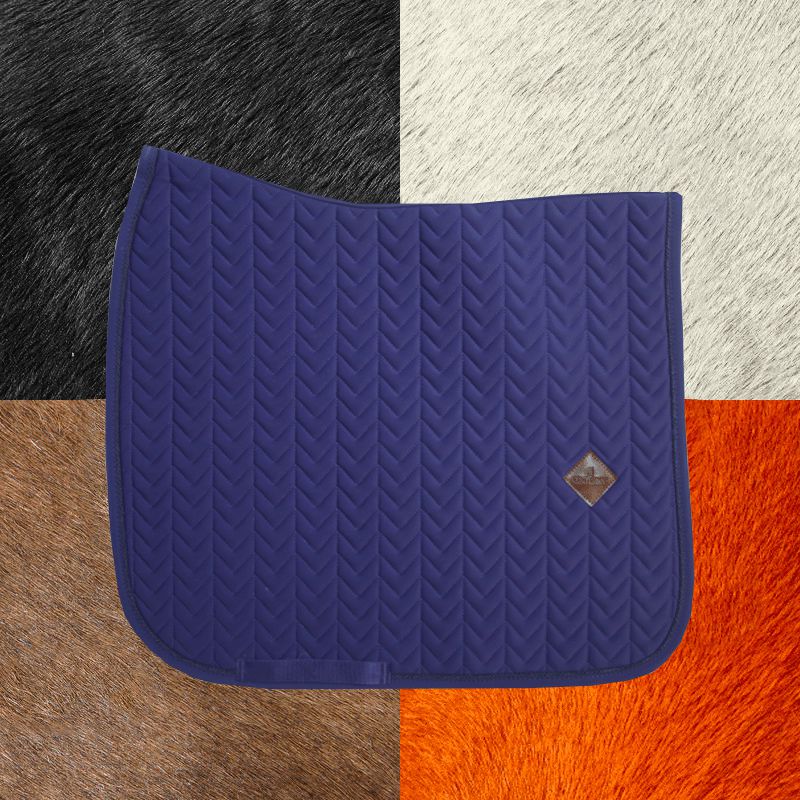 Kentucky Horsewear - Fishbone navy dressage saddle pad | - Ohlala