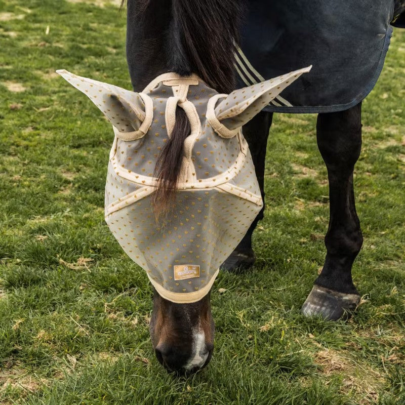 Kentucky Horsewear - Máscara antimoscas Heart con orejas y nariz beige | - Ohlala