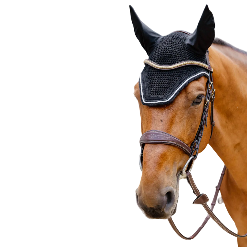 Kentucky Horsewear - ウェリントン ダイヤモンドロープ 馬用イヤーボンネット ブラック | - Ohlala
