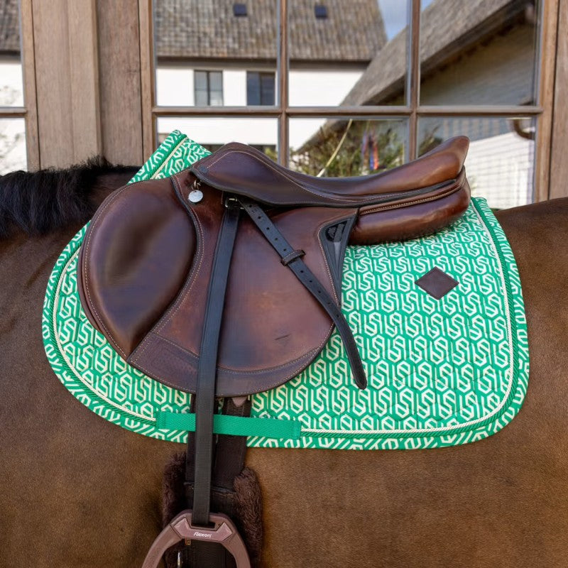 Kentucky Horsewear - Tapis de selle Velvet Printing maze cipher vert/ blanc | - Ohlala