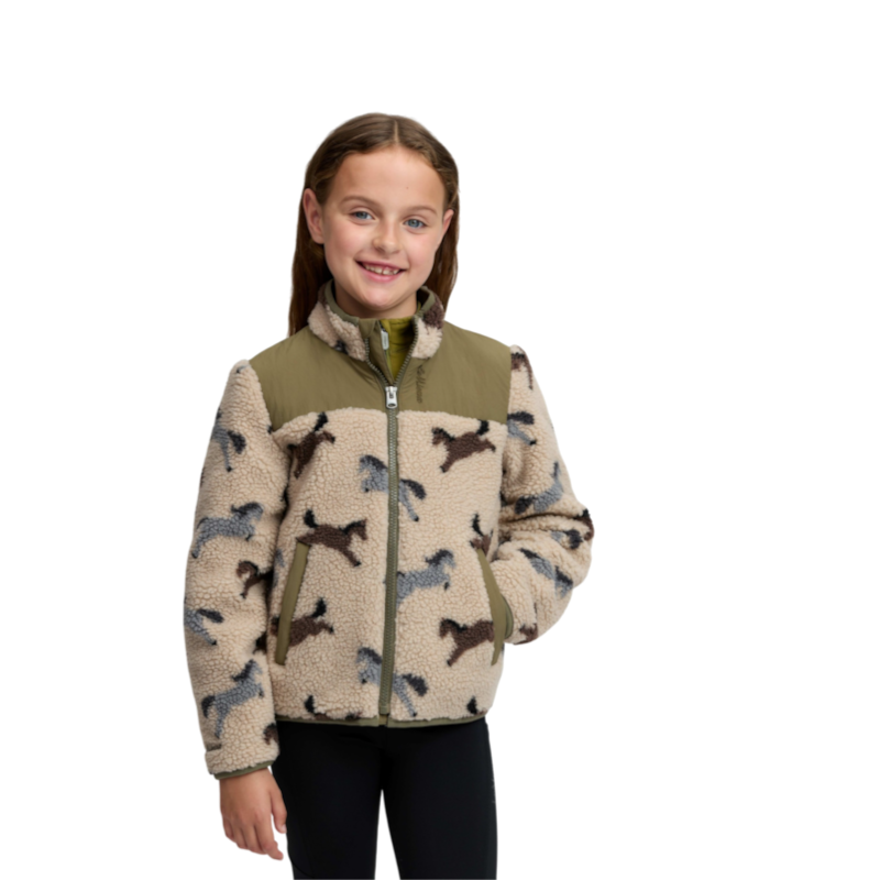 LeMieux - Kinderfleecevest Mini Theo met ponyprint, wilgengroen