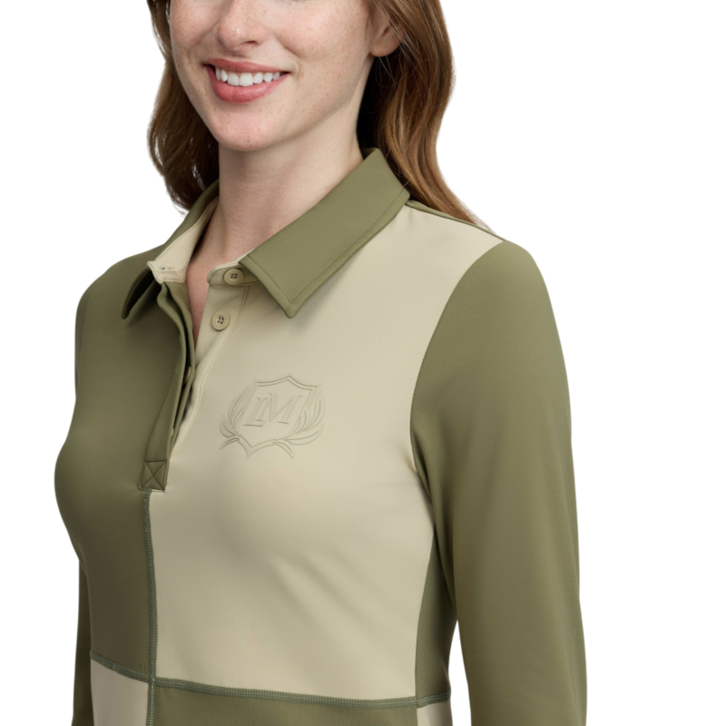 LeMieux - Women’s Harlequin Rugby Willow/Pear Long-Sleeve Performance Polo