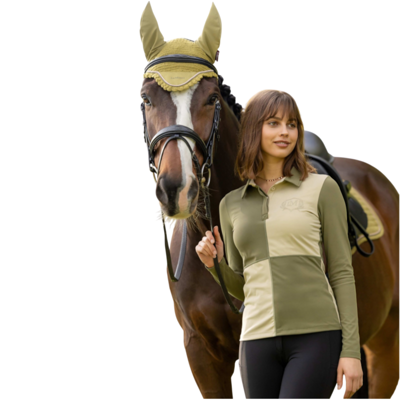 LeMieux - Women’s Harlequin Rugby Willow/Pear Long-Sleeve Performance Polo