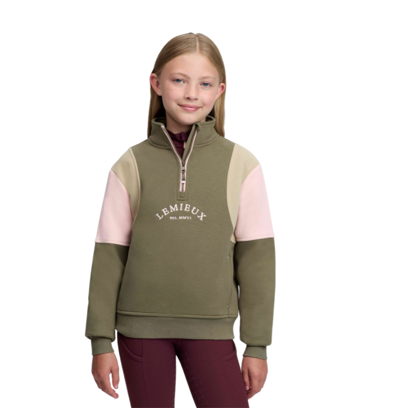 LeMieux - Kids' Viola Zip-Neck Sweatshirt in Willow Green