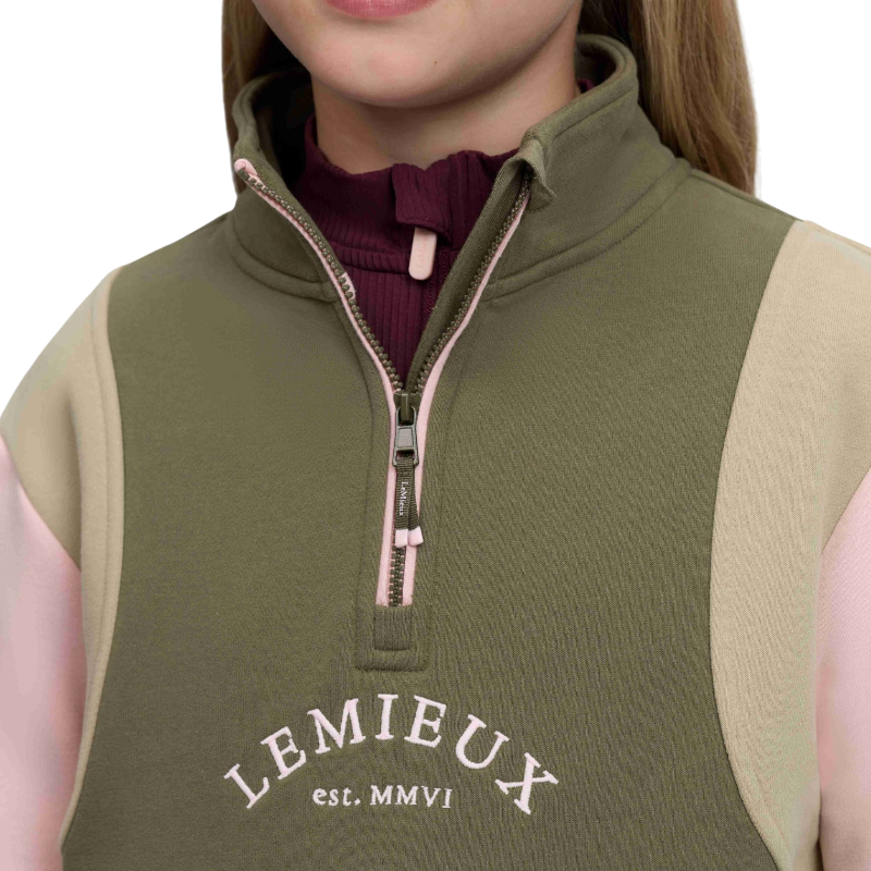 LeMieux - Kids' Viola Zip-Neck Sweatshirt in Willow Green