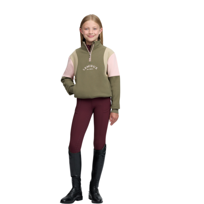 LeMieux - Kids' Viola Zip-Neck Sweatshirt in Willow Green
