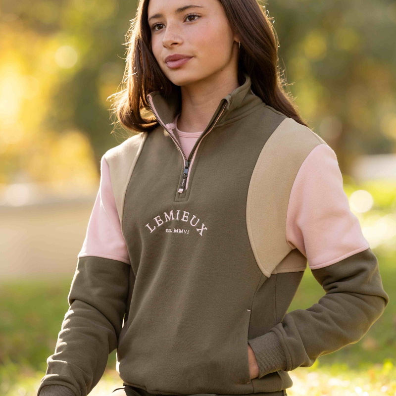 LeMieux - Kids' Viola Zip-Neck Sweatshirt in Willow Green