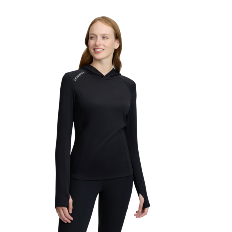 LeMieux - Women’s Heidi Black Long-Sleeve Hooded Performance Top