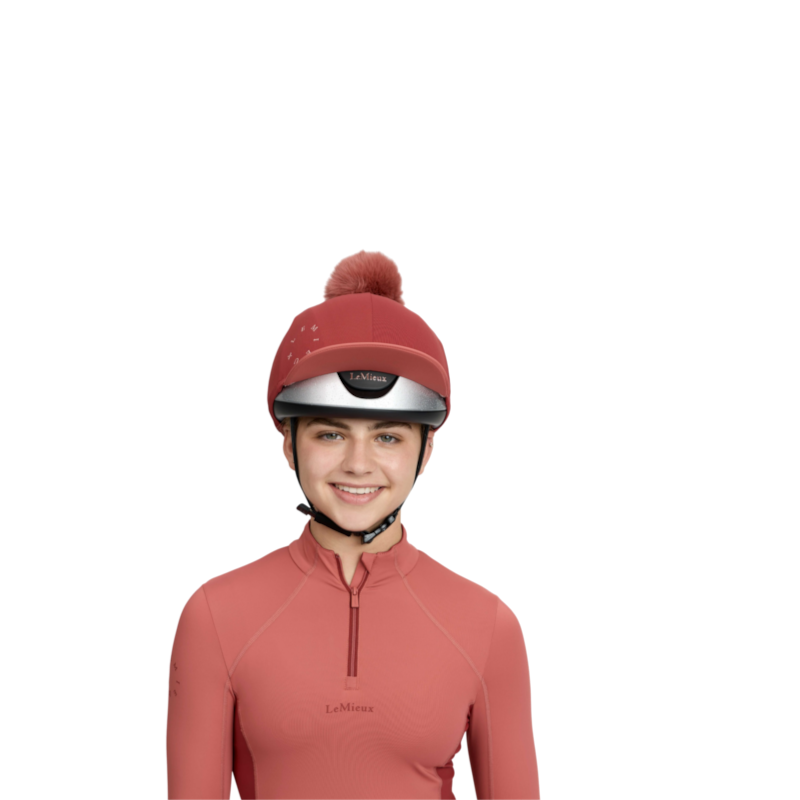 LeMieux - Classic helmet cover with removable pom-pom in russet