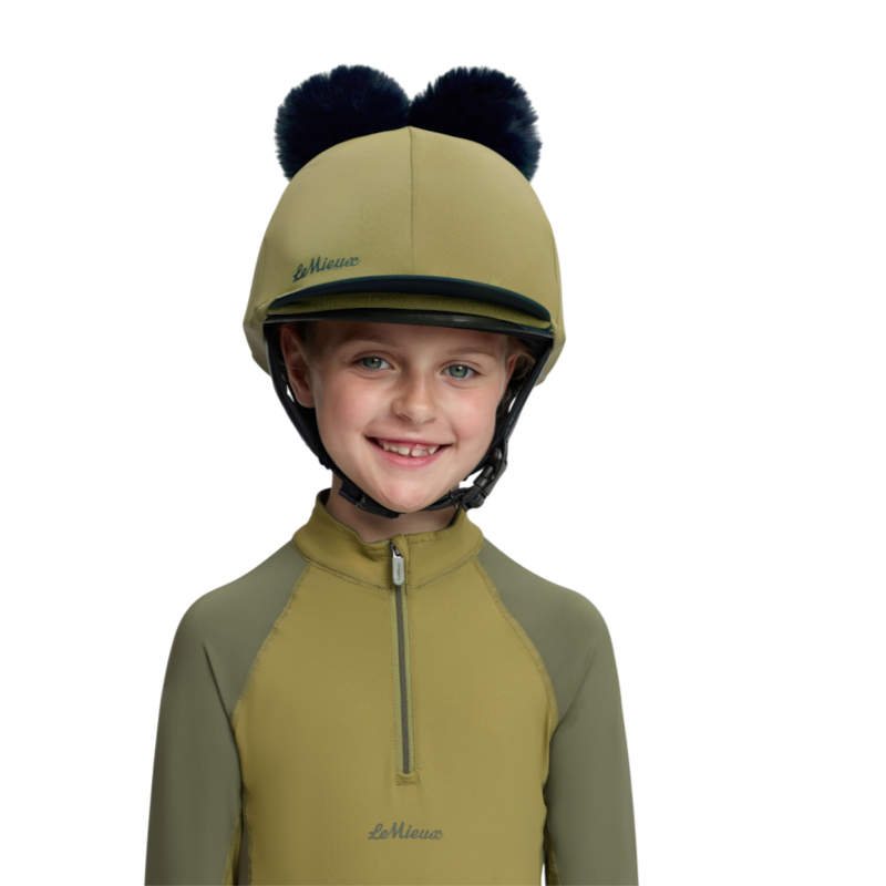LeMieux - Capa para capacete de criança Mini groselha com dois pompons