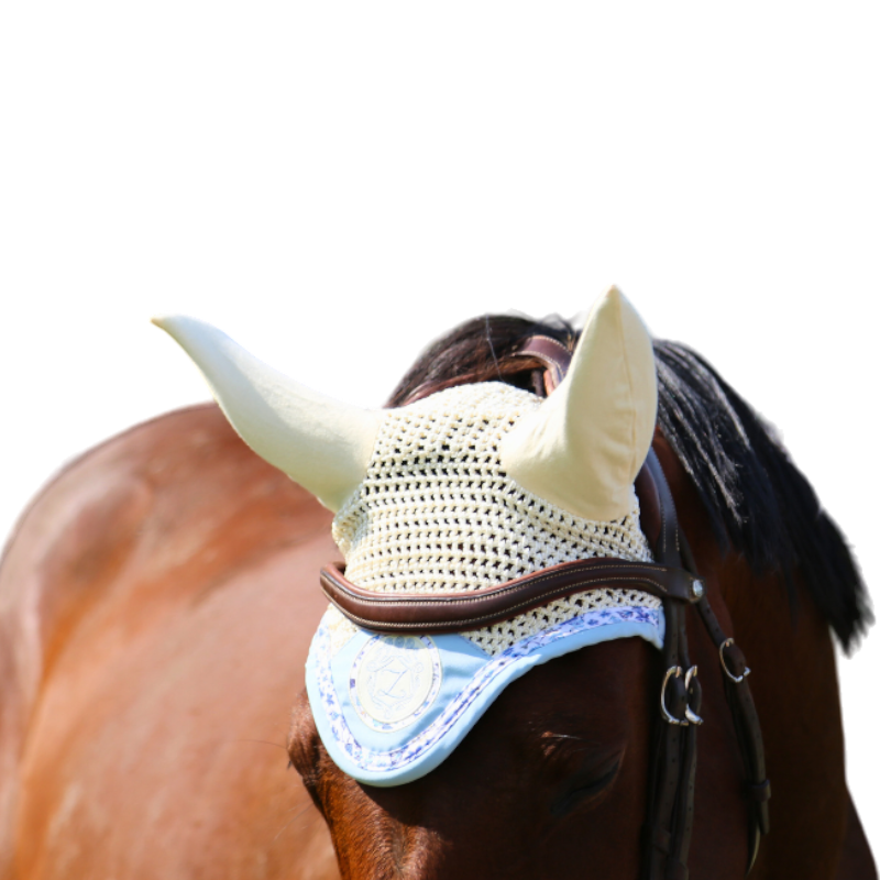 Les poneys de Zoé - Bonnet pour chevaux Ponylove bleu ciel et beige | - Ohlala