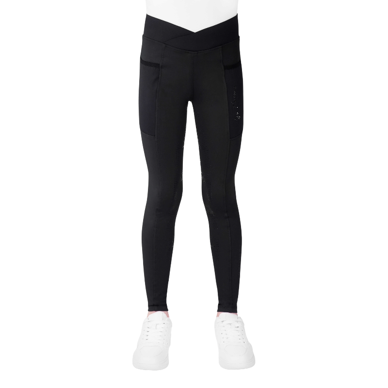 Equithème - Legging d'équitation junior Flora noir | - Ohlala