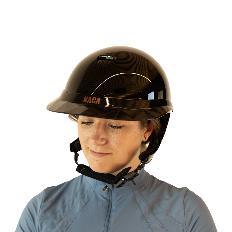 NACA - Capacete de equitação viseira polo Comète XP preto brilhante | - Ohlala