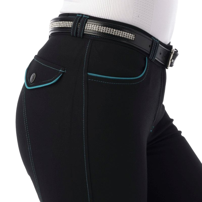Equithème - Damen Reithose Verona Schwarz/Türkis | - Ohlala