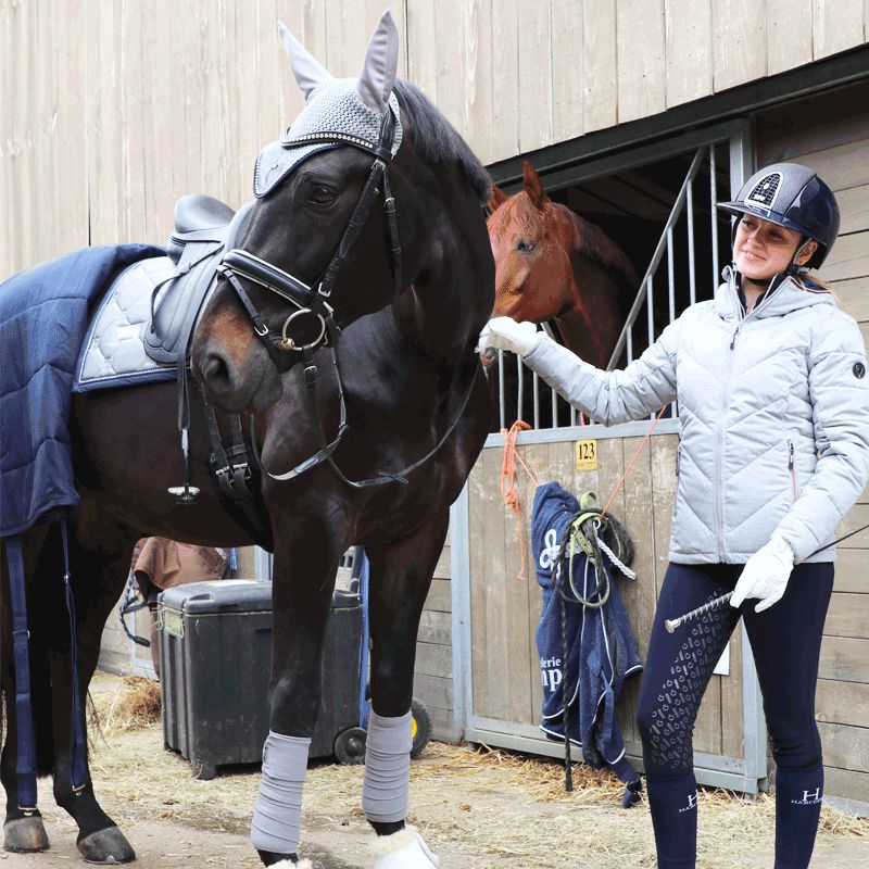 Equithème - Gesteppte Damen Langarmjacke Lara Grau Meliert | - Ohlala