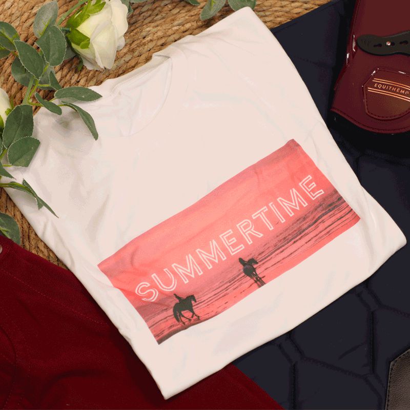 Collection Equine - T-shirt maniche corte Summertime bianco | - Ohlala