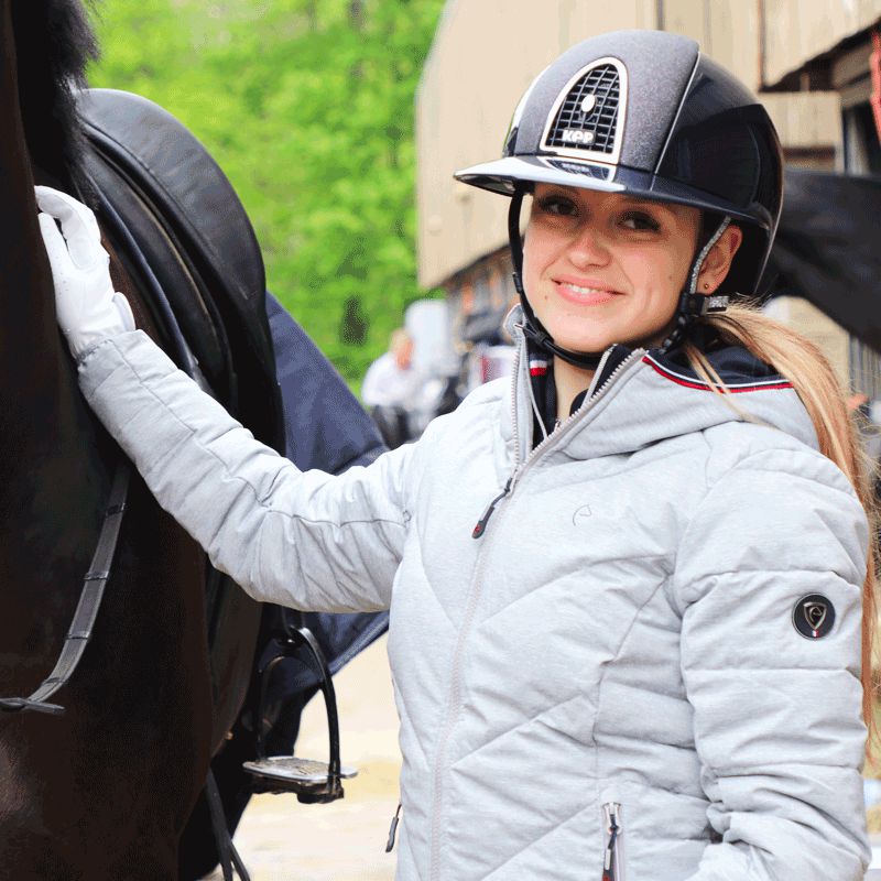 Equithème - Gesteppte Damen Langarmjacke Lara Grau Meliert | - Ohlala