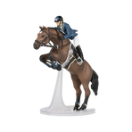 Papo - Cheval de saut d'obstacle et son cavalier marron | - Ohlala