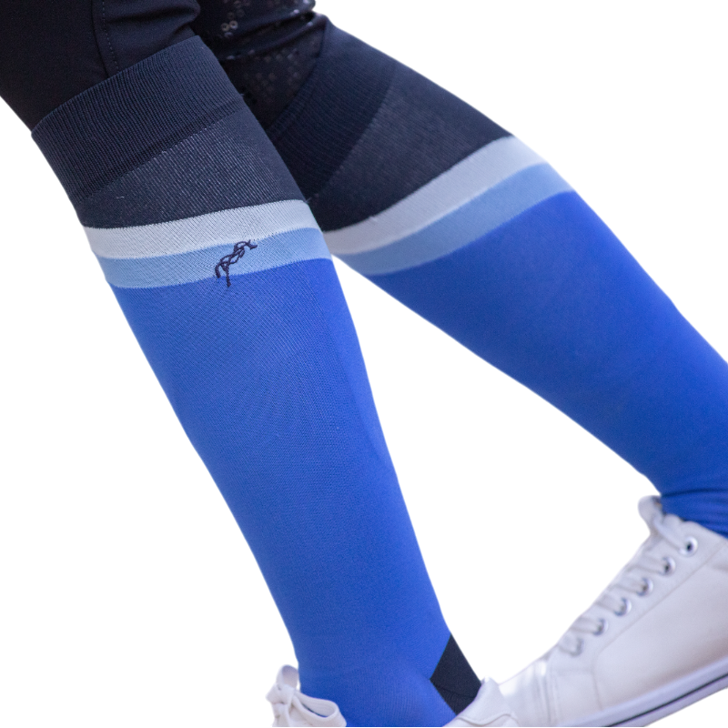 Pénélope - Chaussettes d'équitation Fun bleu et blanc (x2) | - Ohlala