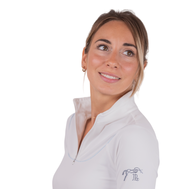 Pénélope - Polo de concours manches longues femme Toscane blanc | - Ohlala