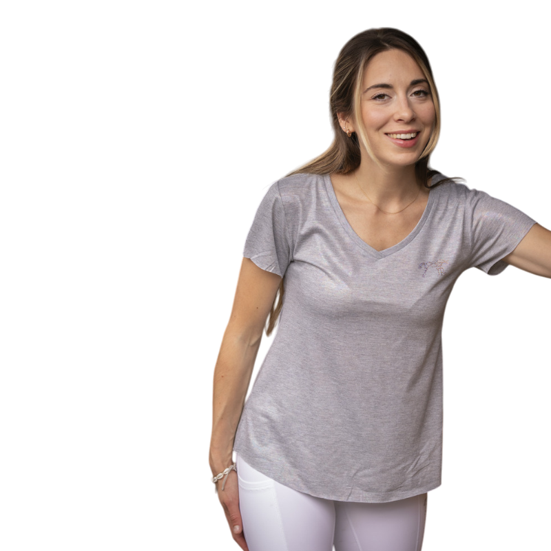 Pénélope - Women's Juline grey short-sleeve T-shirt | - Ohlala