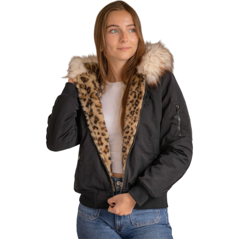 Pénélope - Cazadora bomber reversible de mujer Leolyon negra