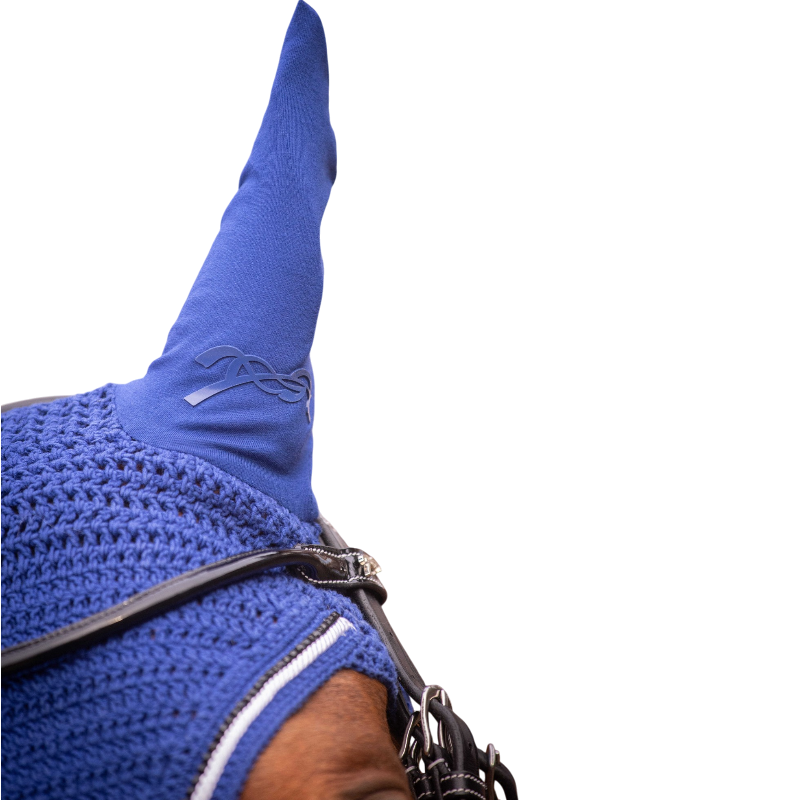 Pénélope - Bonnet pour chevaux Diamant bleu roi/blanc