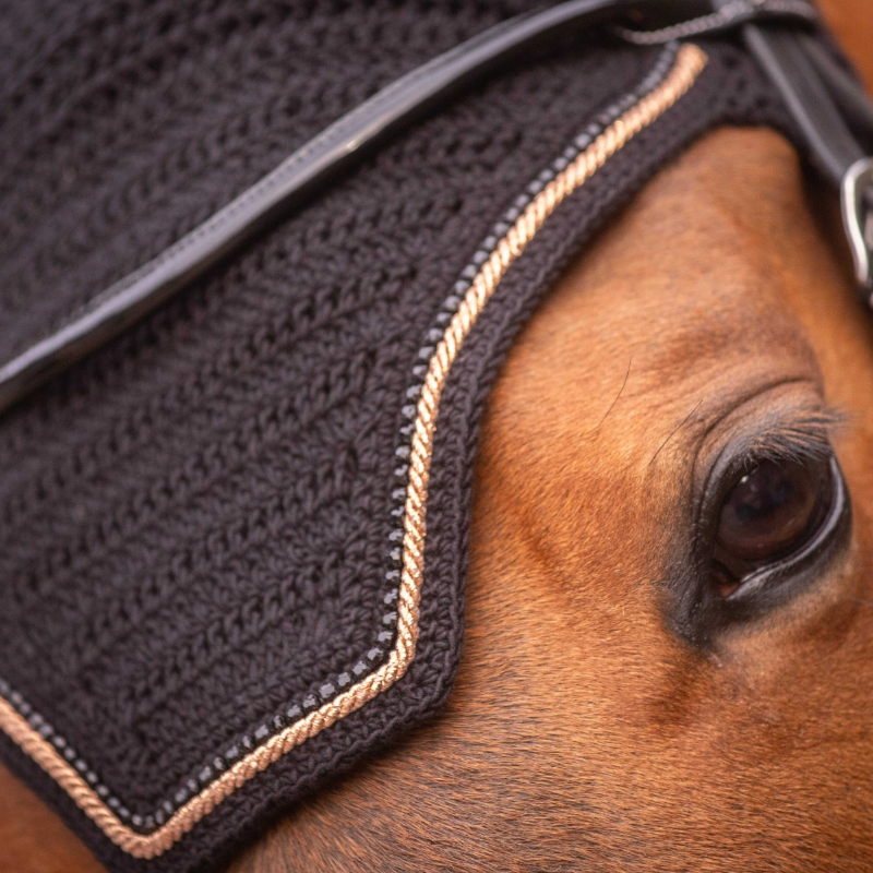 Pénélope - Bonnet pour chevaux Diamant noir/rose gold